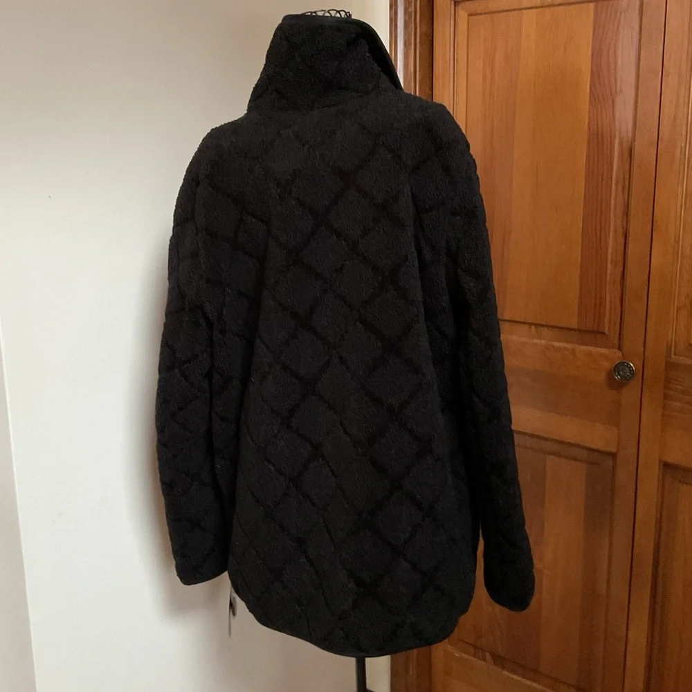 Lauren Ralph Lauren Faux Shearling Pea Coat - Black, Large, New - Picture 6 of 10